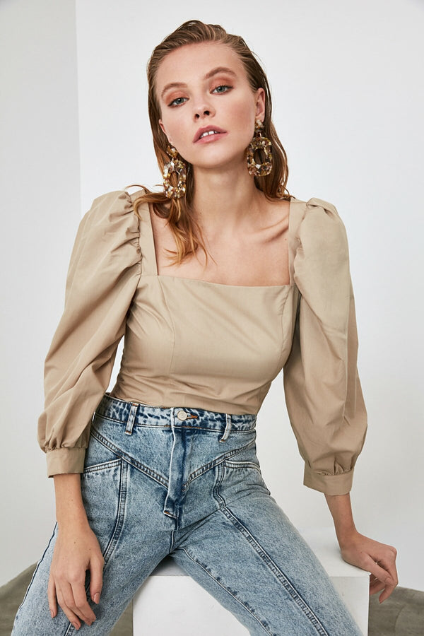 Mink Balloon Sleeve Blouse