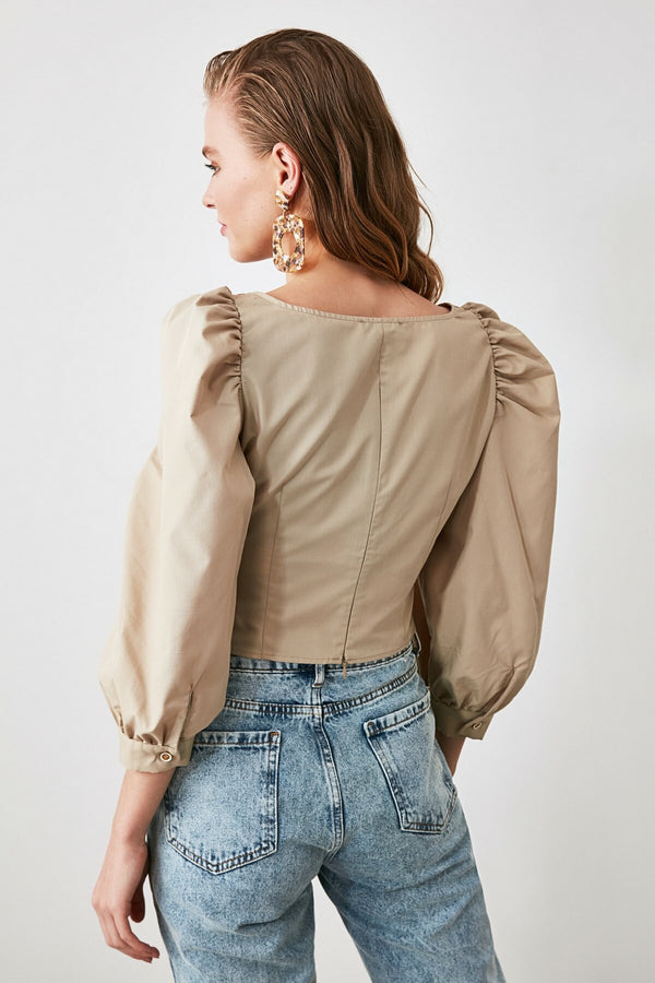 Mink Balloon Sleeve Blouse