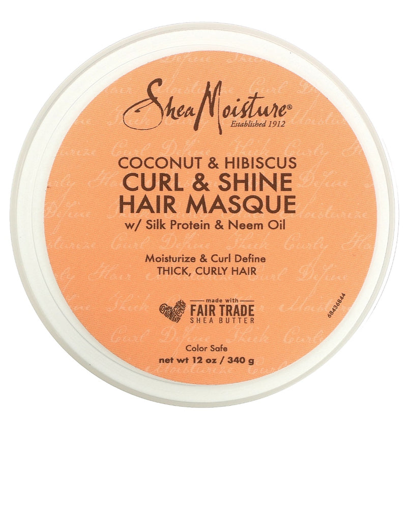 Curl & Shine Hair Masque with Silk Protein & Neem Oil, Coconut & Hibiscus, 12 oz (340 g)