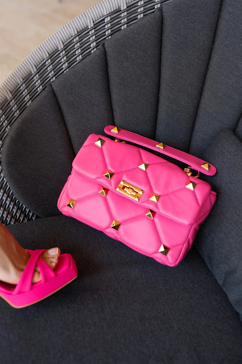 Fuchsia studded bag