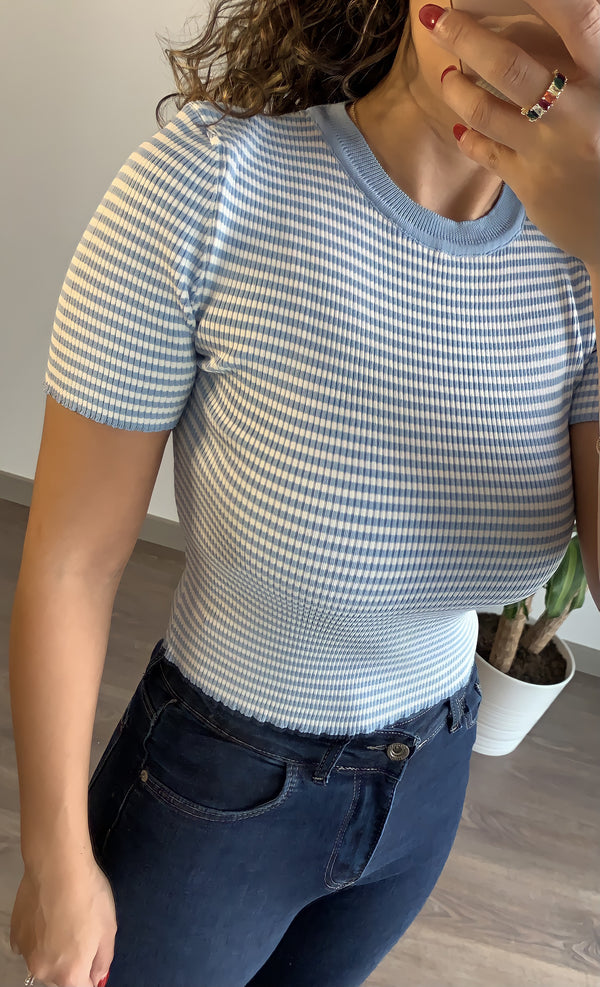 Blue Striped Top