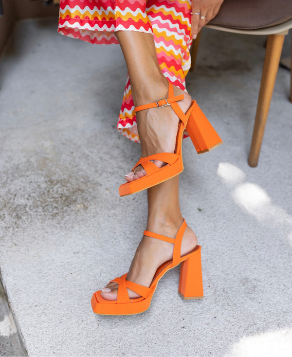 Orange platform heels