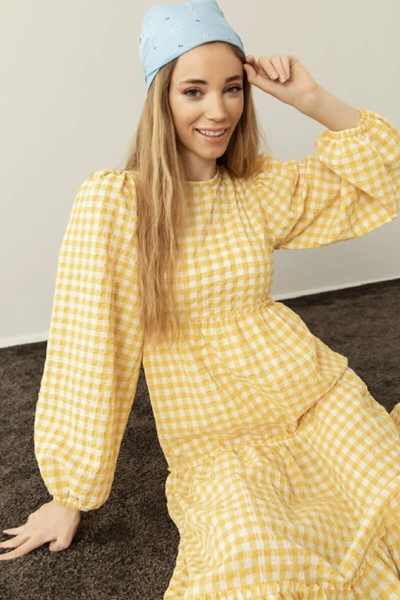 Yellow modest dress