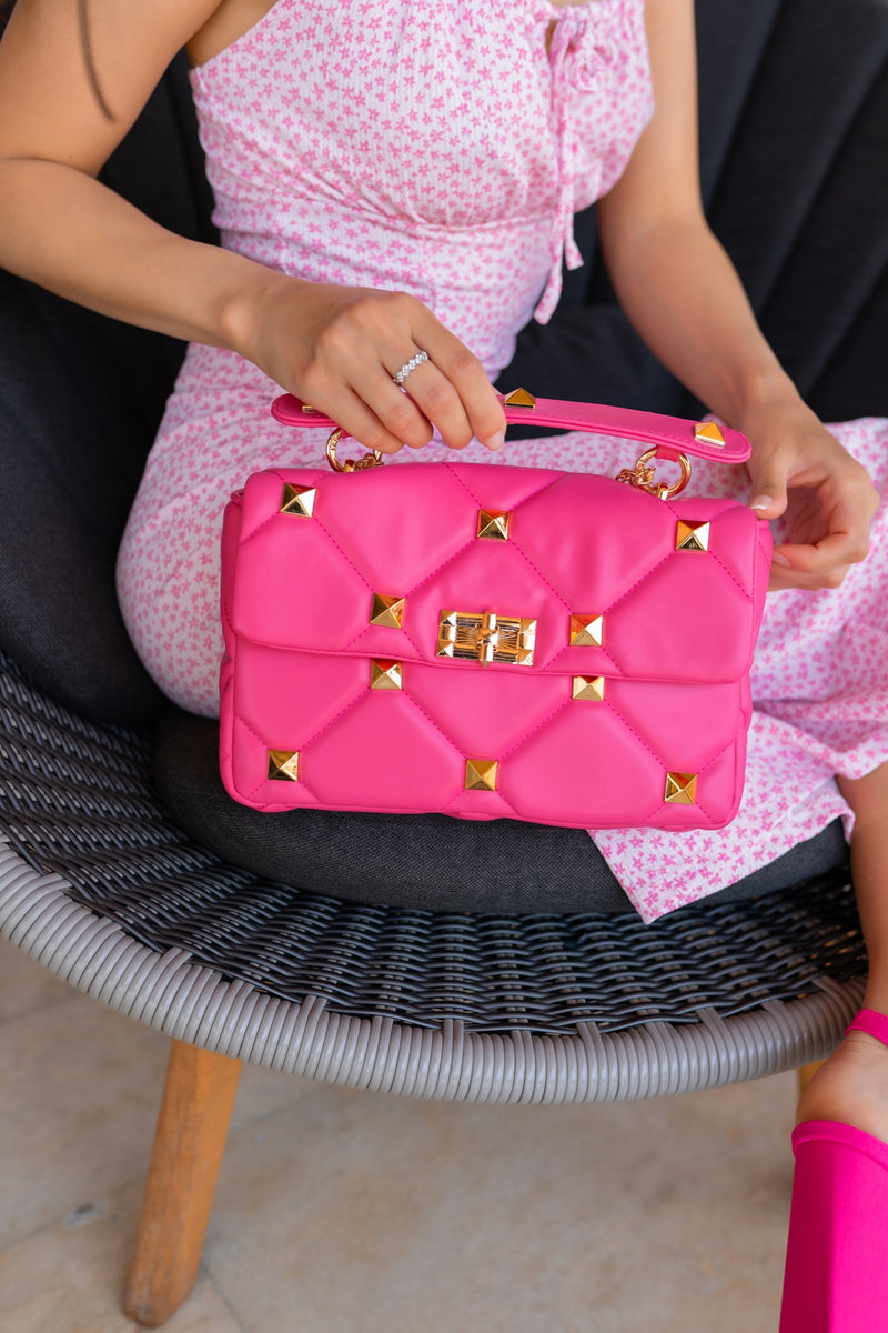 Fuchsia studded bag