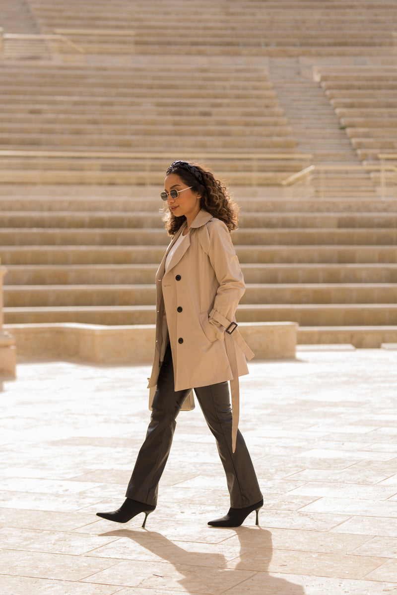 Short Beige Trench Coat